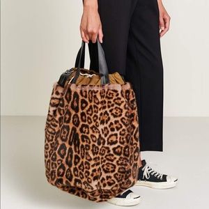 NWT BELLEROSE Faux Fur Leopard Tote